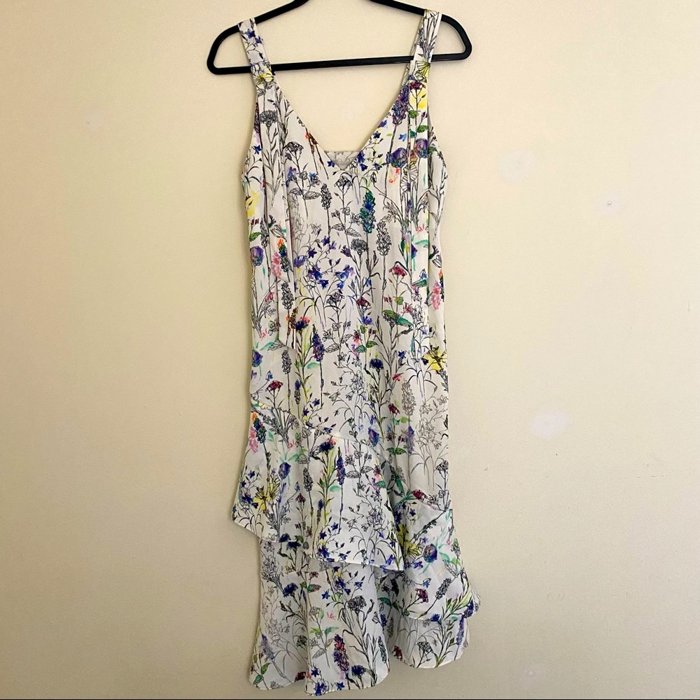 H&M Crêpe Floral Ruffle Hem Midi Dress Size 6 - Picture 3 of 12